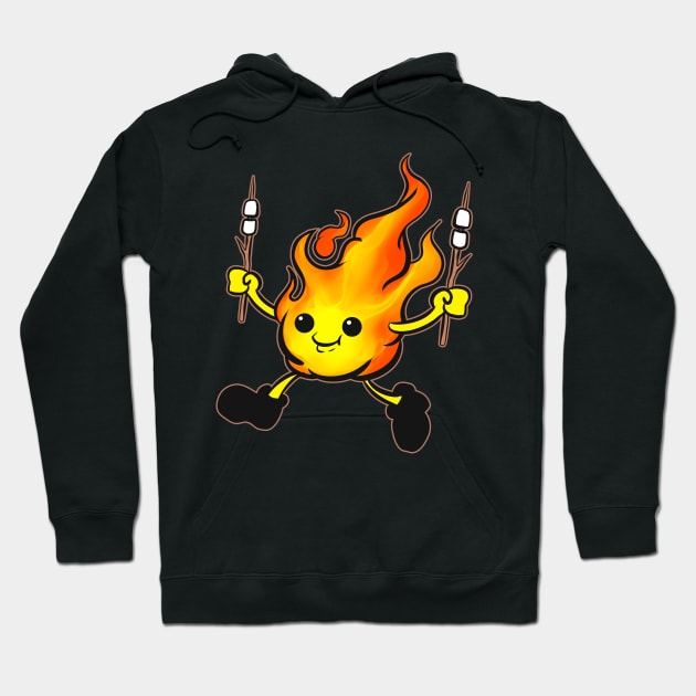 Comic Kawaii Campfire Bonfire Sticks Marshmallow Hoodie by SinBle